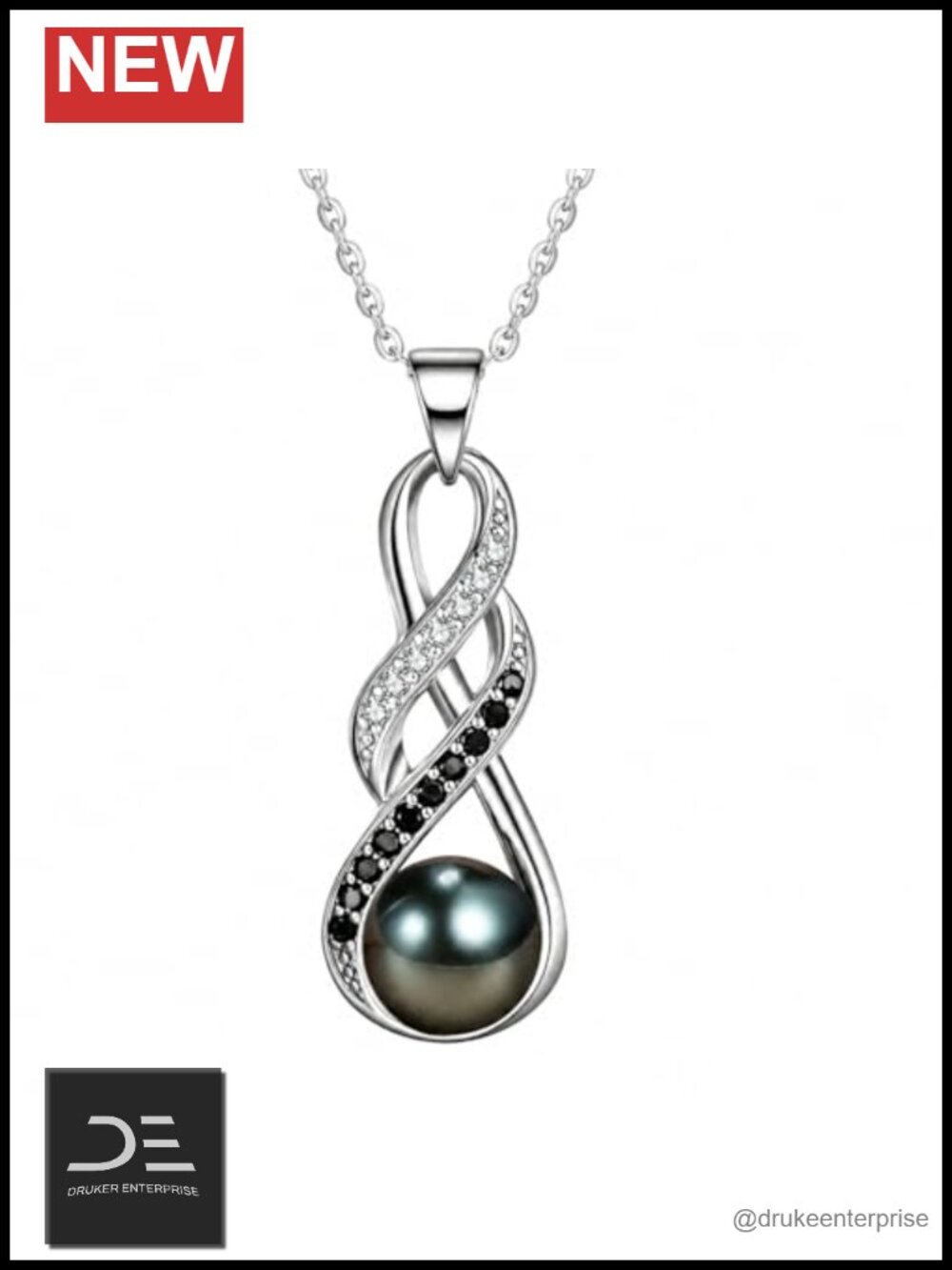 Black Pearl Necklace 18K Gold Plated 925 Sterling Silver Tahitian Pendant
